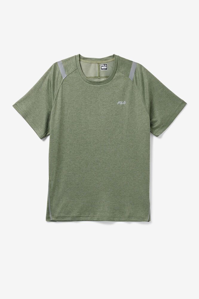 Fila T-Shirt Sabir Crew Mens Olive - India OAP-762149